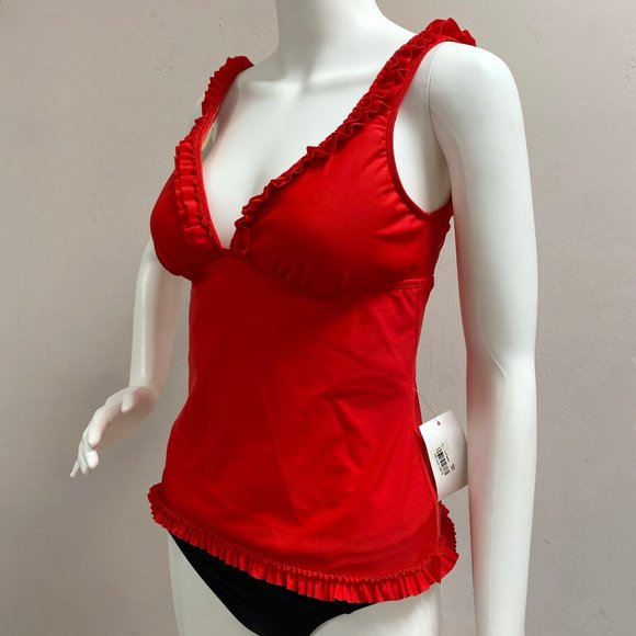 ABS by Allen Schwartz Red Tankini Swim Top - Picture 4 of 8